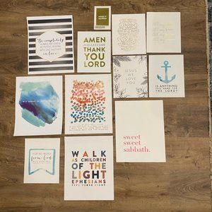 12 Inspirational Faith Christian Letter Art Prints Wall Decor LOT